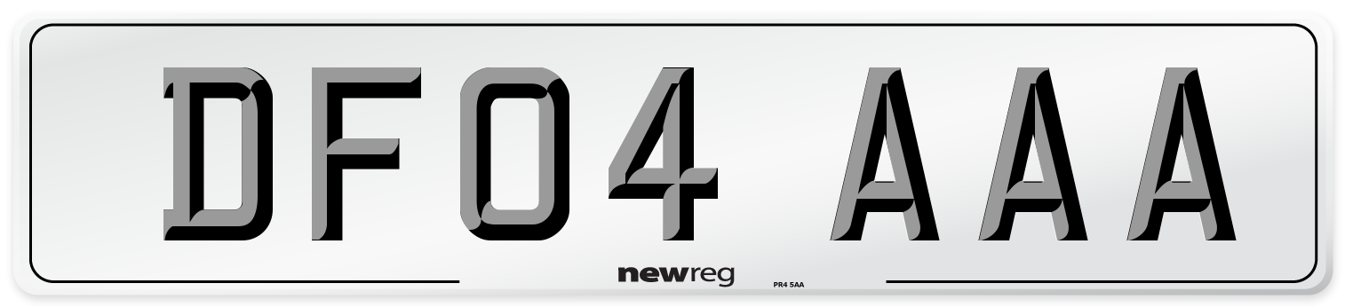 DF04 AAA Number Plate from New Reg